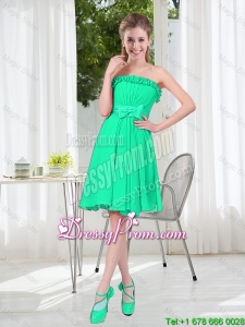 A Line Strapless Turquoise Prom Dresses for Spring