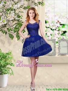 Decent Short Appliques Scoop Prom Dresses in Royal Blue