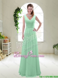 New Style 2016 Zipper up Prom Dresses with V Neck