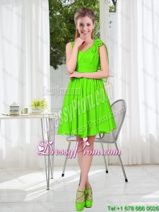A Line Hand Made Flowers Prom Dresses in Spring Green