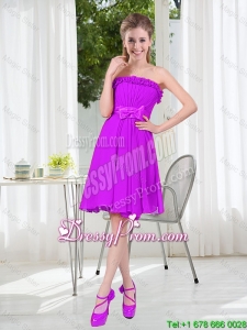 A Line Strapless Bowknot Short Prom Dresses