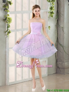 Custom Made A Line Strapless Ruching Prom Dresses with Belt