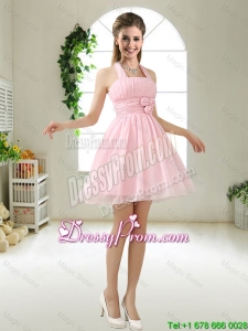 Latest Halter Top Chiffon Prom Dresses with Mini Length