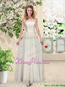 Perfect Champagne Prom Dresses with Appliques and Lace
