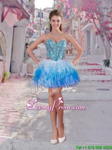 Elegant Short Multi Color Prom Dresses with Beading and Ruffles