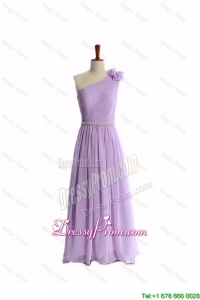 Perfect Hand Made Flower and Belt Lilac Prom Dresses with Brush Train