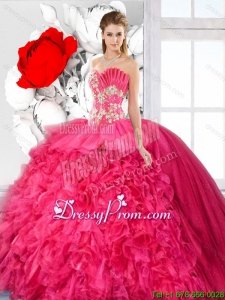 Exquisite Ball Gown Beaded Sweet 16 Dresses in Hot Pink