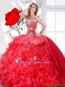 Red Sweetheart Perfect Quinceanera Gowns with Beading