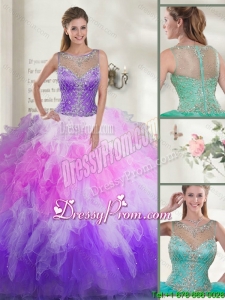 2016 Spring Gorgeous Beaded Sweet 16 Dresses with Ruffles