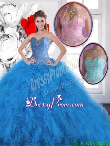 Cheap Beading Sweetheart Quinceanera Dresses in Blue