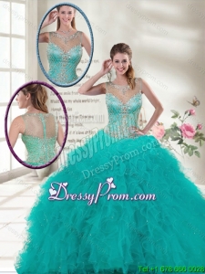 Elegant Scoop Quinceanera Dresses with Ruffles and Beading for Spring