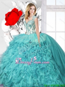 Latest Ball Gown Straps Sweet 16 Dresses with Appliques