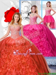 Latest Detachable Quinceanera Dresses with Beading and Ruffles for 2016 Spring