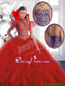 Luxurious Red Sweetheart Quinceanera Gowns with Beading