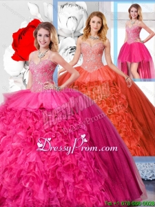 Modest Ball Gown Straps 2016 Detachable Quinceanera Dresses