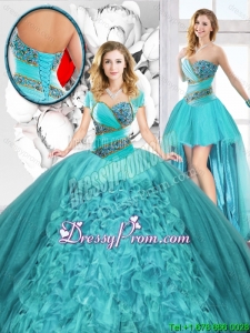 Modest Beaded Detachable Quinceanera Dresses with Sweetheart