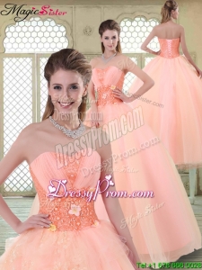 Beautiful Appliques and Beading Sweet 16 Dresses with Sweetheart