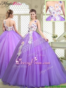Popular Beading and Appliques Quinceanera Gowns with One Shoulder