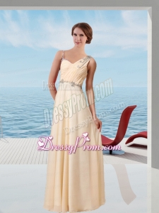 Asymmetrical Champagne Empire Prom Dress With 2013 New Styles Beaded Decorate