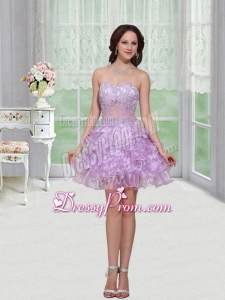 Nifty Organza Embroidery and Ruffles Sweetheart Homecoming Dress in Lavender