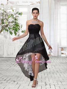 Nice Sweetheart Chiffon and Lace Empire Ruching Black Prom Dress