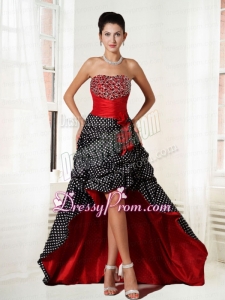 2015 Colorful Strapless Beading A Line High Low Prom Dress