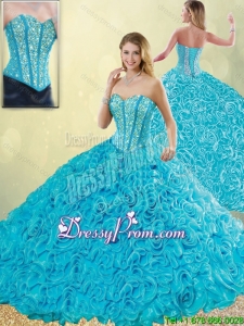 2016 Exquisite Aqua Blue Quinceanera Dresses with Beading