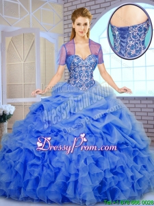 Best Selling Beading and Ruffles Quinceanera Dresses in Blue