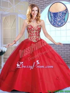 Exclusive Red Sweetheart Sweet 16 Dresses with Beading and Appliques