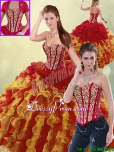 Luxurious Beading and Ruffles Quinceanera Dresses in Multi Color