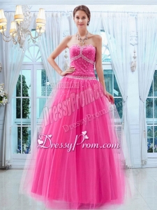 Pretty Tulle Princess Beading Sweetheart Prom Dress in Hot Pink