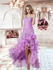 New Style Column One Shoulder Beading Prom Dress in Lilac