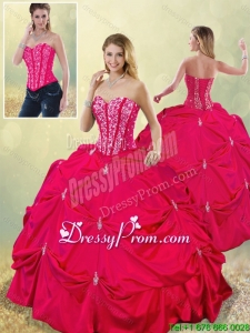 Perfect Sweetheart Beading Quinceanera Gowns in Hot Pink