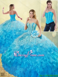 Elegant 2016 Beading and Ruffles Quinceanera Gowns with Sweetheart