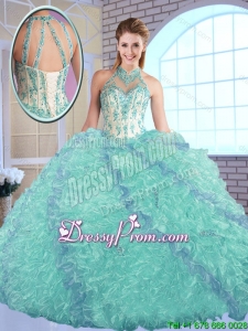 Elegant High Neck Quinceanera Dresses with Appliques and Ruffles