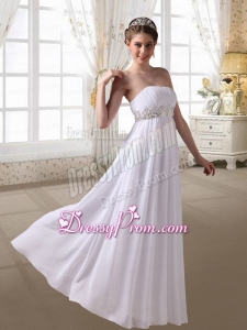 Cheap Empire Floor Length Ruching Chiffon Prom Dress with Strapless