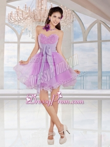 Cute Lilac Princess Sweetheart Beading Prom Dress with Sash