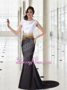 Mermaid Bateau Exclusive Prom Dress with Gold Beading