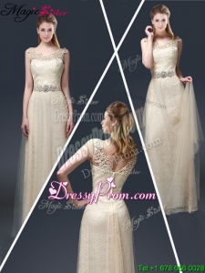 Empire Lace Prom Dresses with Appliques in Champagne