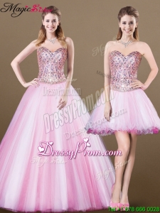 Lovely A Line Sweetheart Beading Detachable Prom Dresses for 2016