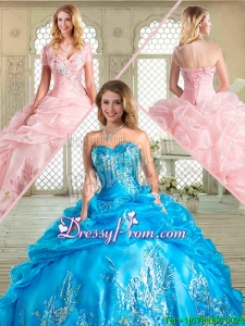 2016 Gorgeous Floor Length Sweet 16 Gowns with Appliques and Pick Ups
