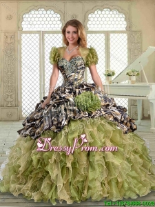 2016 New Arrivals Ruffles Camo Quinceanera Dresses with Pick Ups