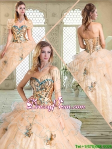 Lovely Sweetheart Quinceanera Gowns with Appliques and Ruffles