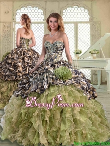 Perfect Camo Quinceanera Dresses with Pick Ups and Hand Made Flowers