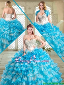 Pretty Floor Length Quinceanera Dresses with Beading and Ruffled Layers