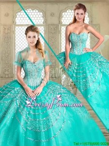 Beautiful Sweetheart Quinceanera Gowns with Beading and Appliques