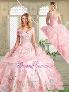 Spring Pretty Floor Length Sweet 16 Dresses with Appliques and Pick Ups