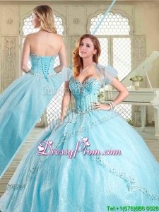 The Super Hot Beading Quinceanera Gowns in Aqua Blue