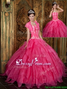 Beautiful Appliques and Ruffles Hot Pink Quinceanera Dresses