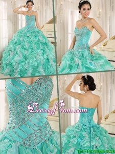 Brand New Apple Green Quinceanera Dresses with Beading and Ruffles